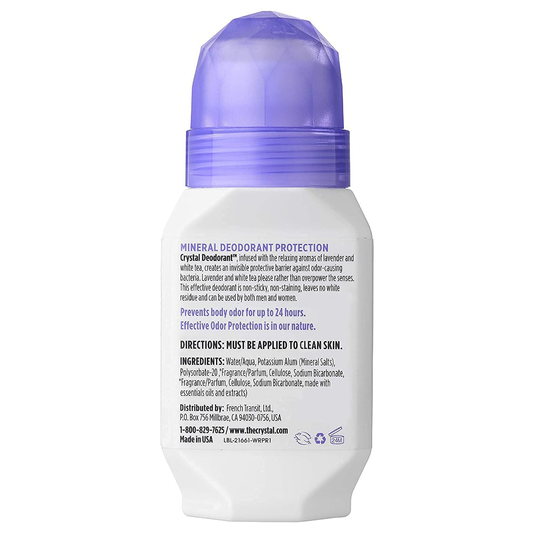 Crystal Deodorants Deod Roll On Mnrl Lavndr 2.25 Fz