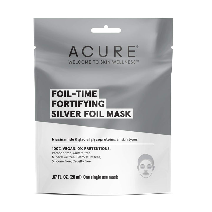 ACURE Foli-Time Fortifying Silver Mask | 100% Vegan | Traps Heat to Open Pores For Superior Serum Delivery | All Skin Types | 12 Count