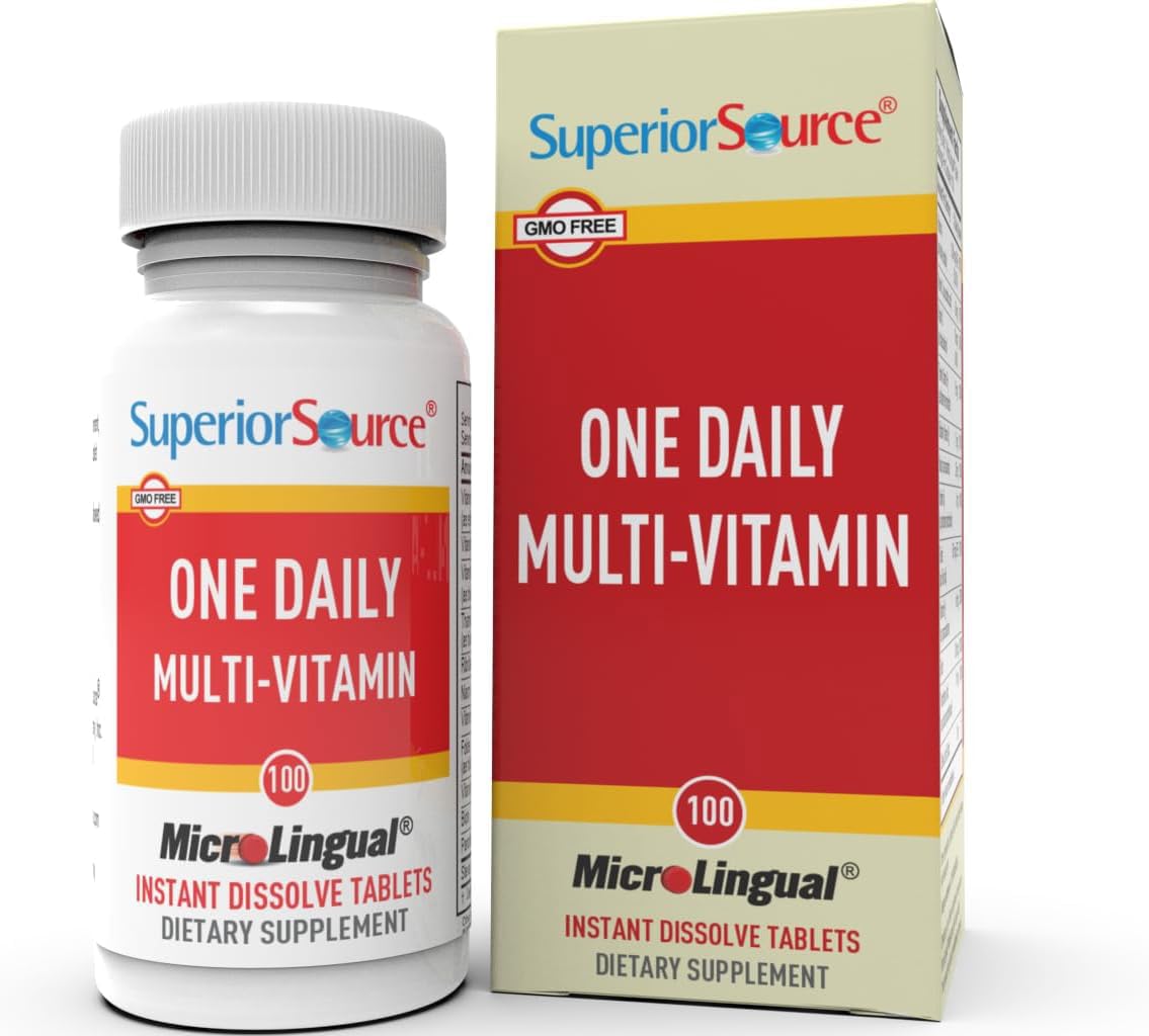 Superior Source One Daily Multi-Vitamin, Quick Dissolve MicroLingual Tablets, 100 Ct, with Vitamins A, C, D3, E, B12 and All B Vitamins, Stress, Heart & Immune Support, Non-GMO