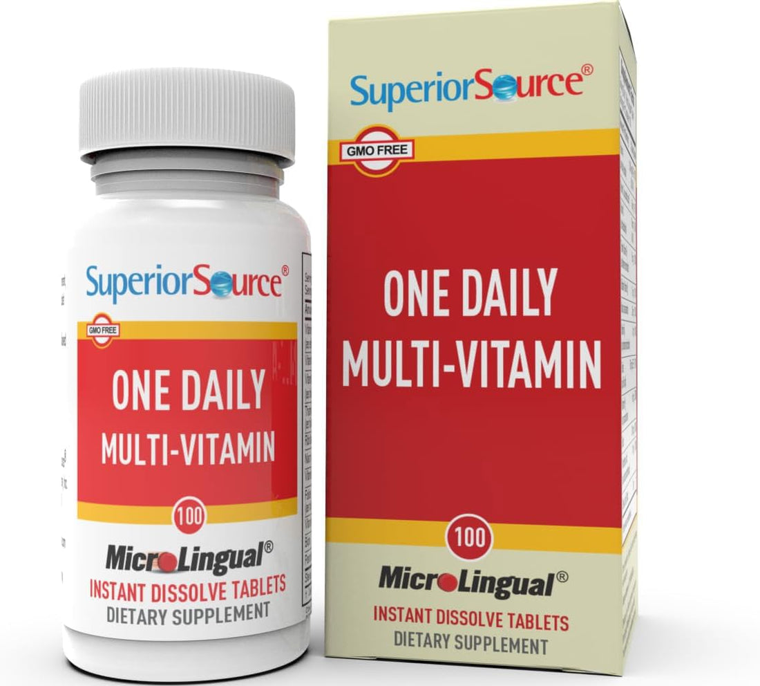 Superior Source One Daily Multi-Vitamin, Quick Dissolve MicroLingual Tablets, 100 Ct, with Vitamins A, C, D3, E, B12 and All B Vitamins, Stress, Heart & Immune Support, Non-GMO
