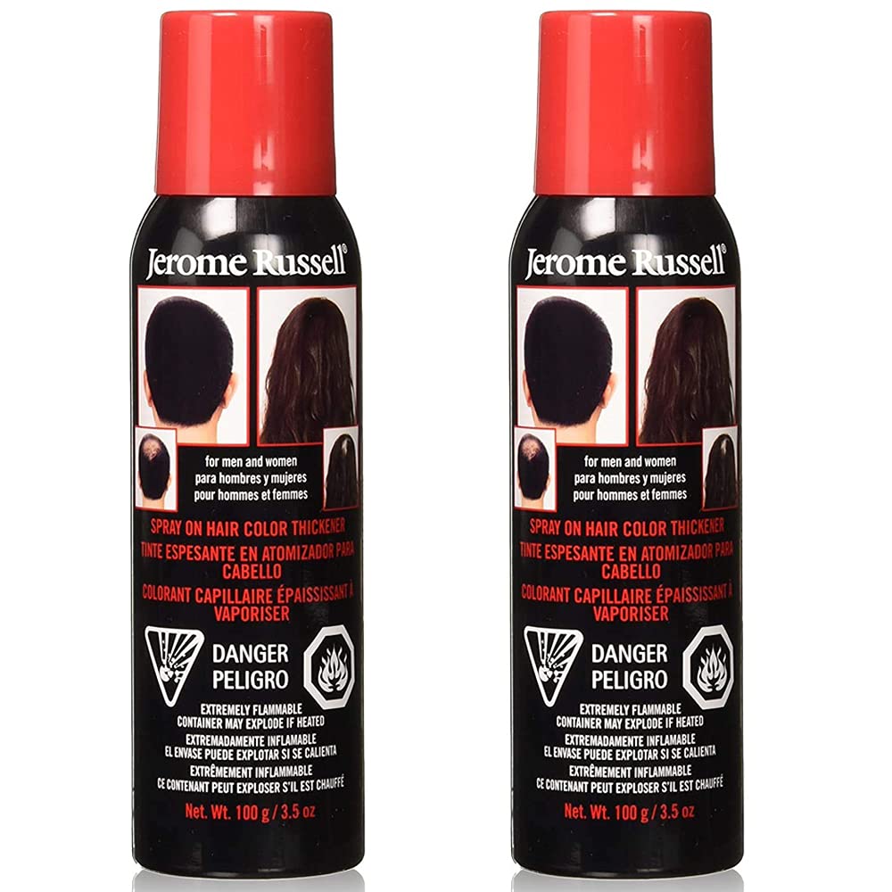 Jerome Russell Spray-On Hair Color & Thickener, Medium Brown – Instant Root Cover Up for Thinning & Fine Hair, Full Coverage, 3.5 oz, 2-Pack