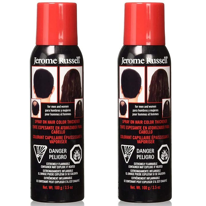 Jerome Russell Spray-On Hair Color & Thickener, Medium Brown – Instant Root Cover Up for Thinning & Fine Hair, Full Coverage, 3.5 oz, 2-Pack