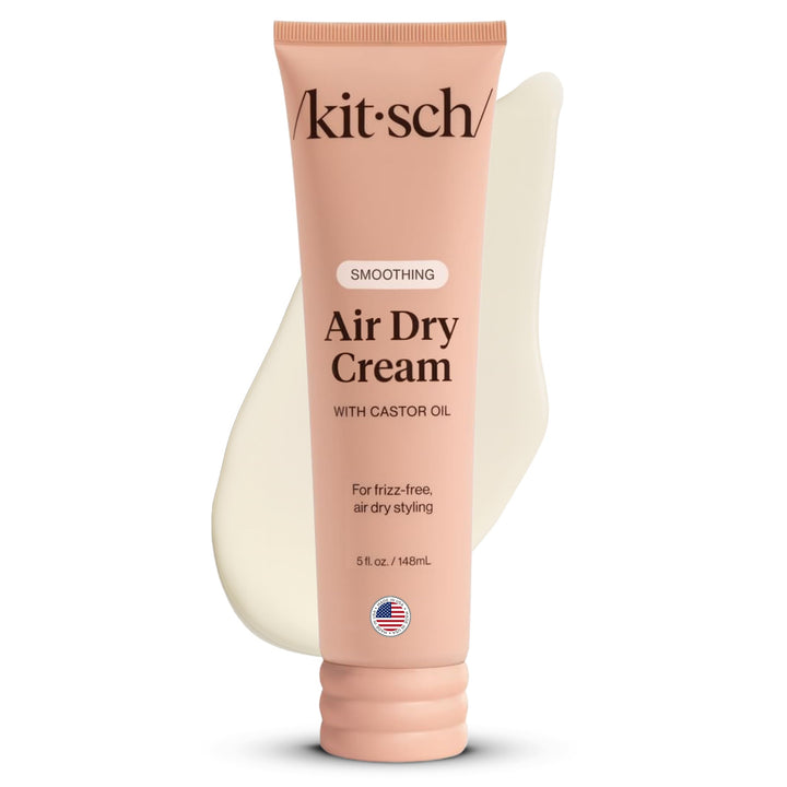 Kitsch Smoothing Air Dry Cream for Hair – Frizz Control Hair Care Product with Castor Oil & Coconut Oil – Weightless Styling Cream - Enhances Natural Texture Appearance, 24-Hour Smooth Finish – 5 oz