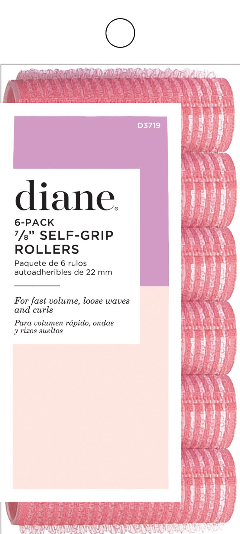 Pink, 7/8'' : DIANE Self-Grip Rollers 7/8'' Pink 6-Pack (Model:3719), Vented base allows fast drying, Self-adhering rollers, No pins or clips needed