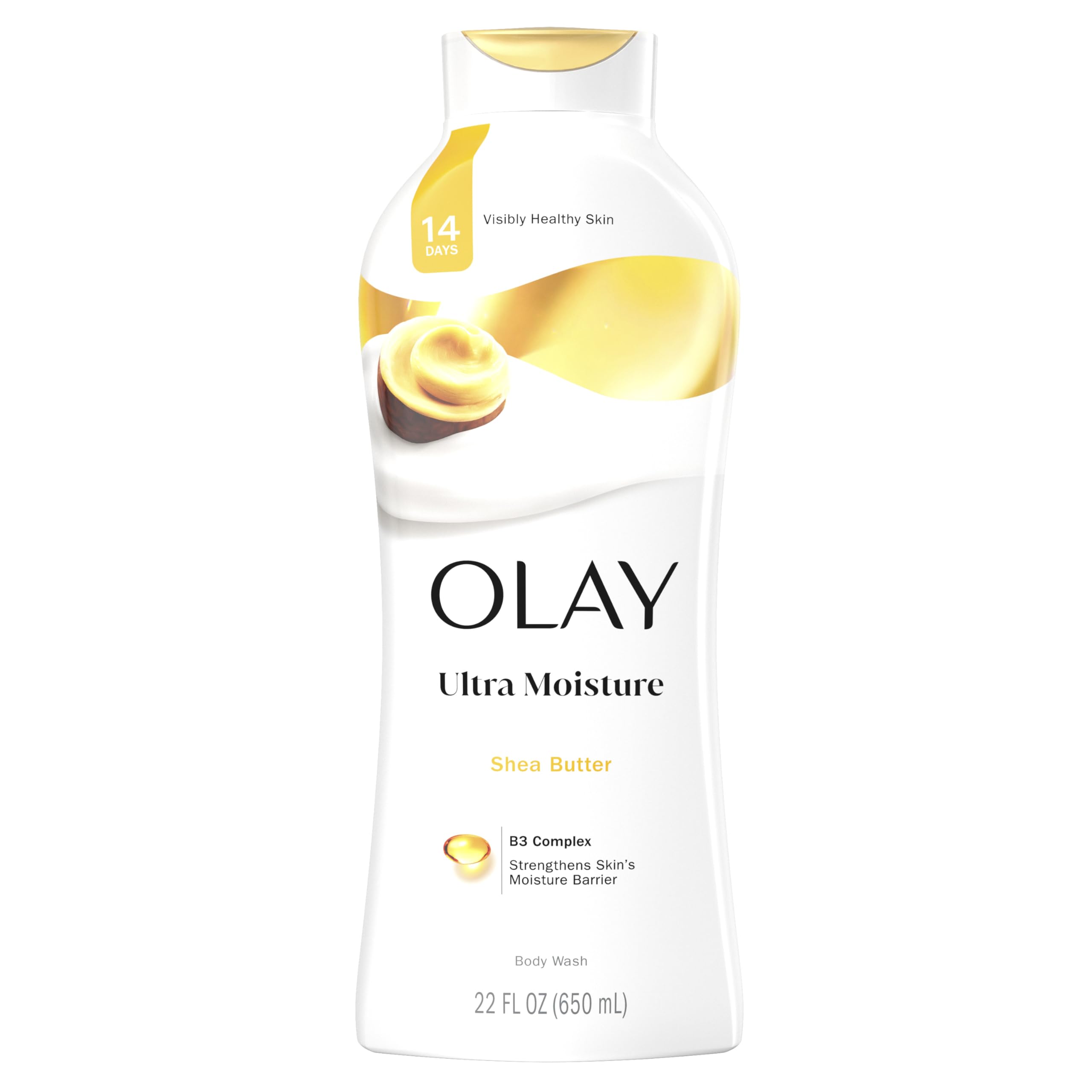 Olay Body Wash for Women, Ultra Moisture, 24hr Moisturizing, Hydrating & Refreshing, B3 Vitamin Complex, Free of Parabens & Phthalates, For All Skin Types, Shea Butter Scent, 22 fl oz