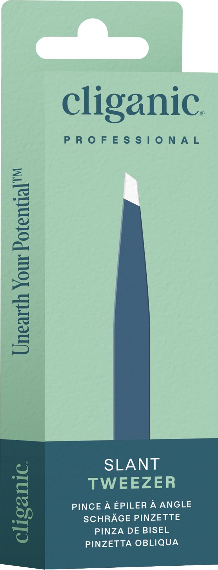 Cliganic Professional Eyebrow Tweezers Slant Tip (Blue) - Precision for Men & Women, Stainless Steel Best for Plucking Chin Facial Hair