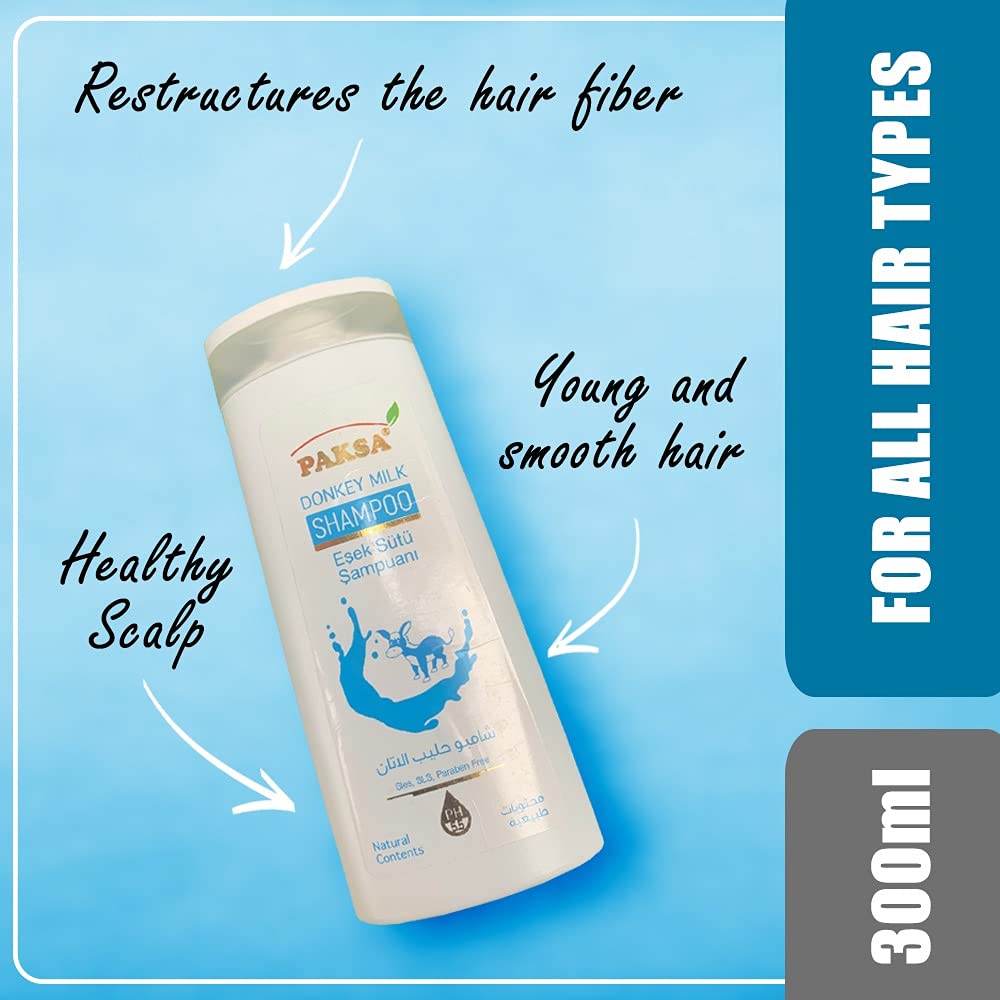 Paksa Donkey Milk Nourishing Shampoo | For Full and Healthy Hair | Makes Hair Voluminous and Fuller | Enriched with the Goodness of Jojoba Oil | Sulfate Free Natural Shampoo | Quantity 300ml