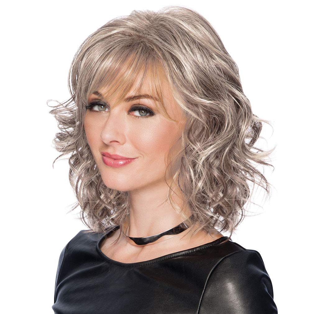 Tousled Bob Wig Color R56/60 SILVER MIST - Hairdo Wigs 11 Long Side Shoulder Length Feather Bangs Tru2Life Heat Friendly Synthetic Flat Iron Curl