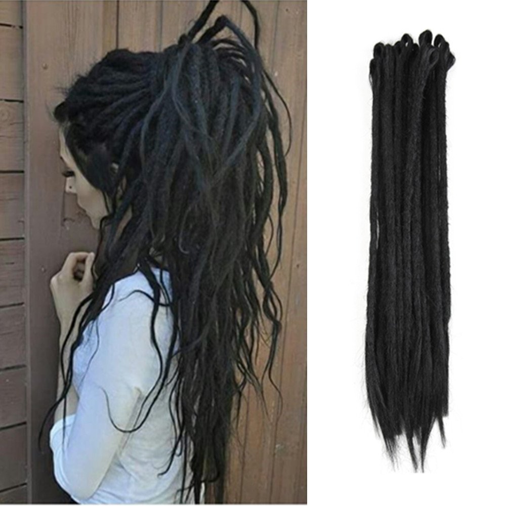 Black-20'' : AOSOME 20pcs/pack Crochet Dreadlock Extensions Synthetic Braids Hair Extension 20inch, Black
