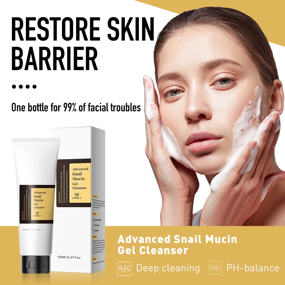 Korean Skincare Face Wash Hydrating Smoothing Facial Cleanser Advanced Snail Mucin Gel Cleanser