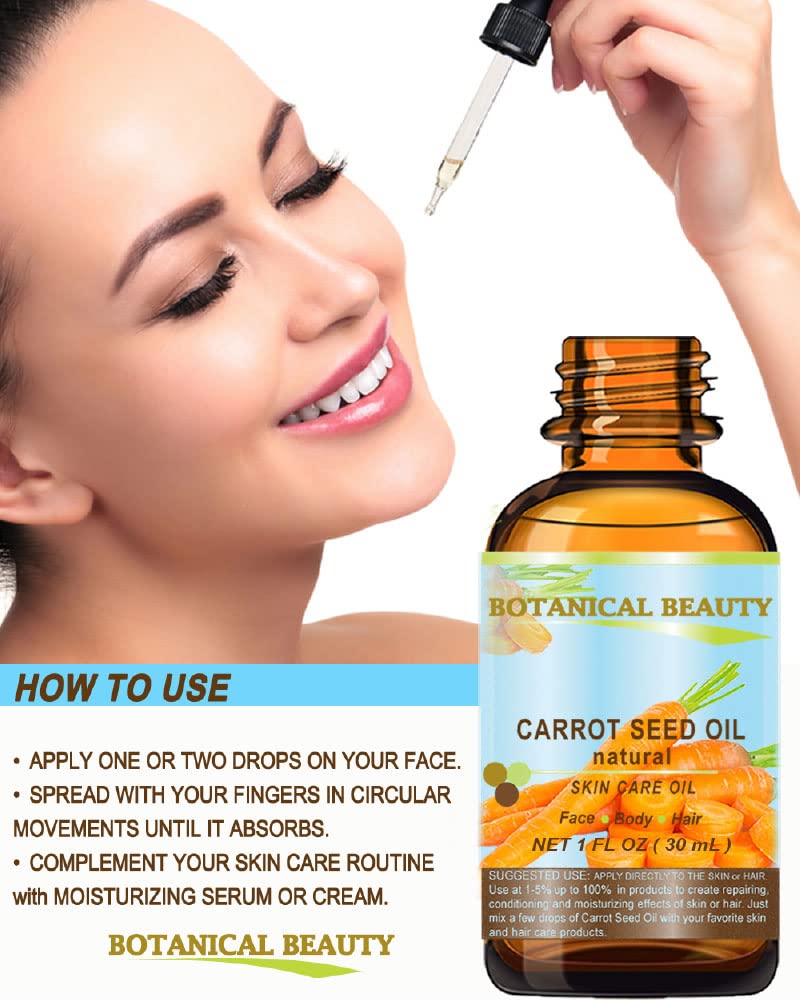 CARROT SEED OIL 100 % Natural Cold Pressed Carrier Oil. 0.33 Fl.oz.- 10 ml. Skin, Body, Hair and Lip Care. One of the best oils to rejuvenate and regenerate skin tissues.” by Botanical Beauty