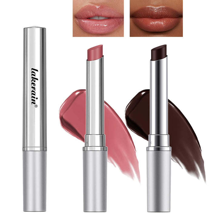 Mrettick 2PCS Honey Lipstick Tinted Lip Balm in Black and Pink,Sheer Hydrating Lipstick for All Skin Tones - Moisturizing Lip Color - Natural Glossy Finish