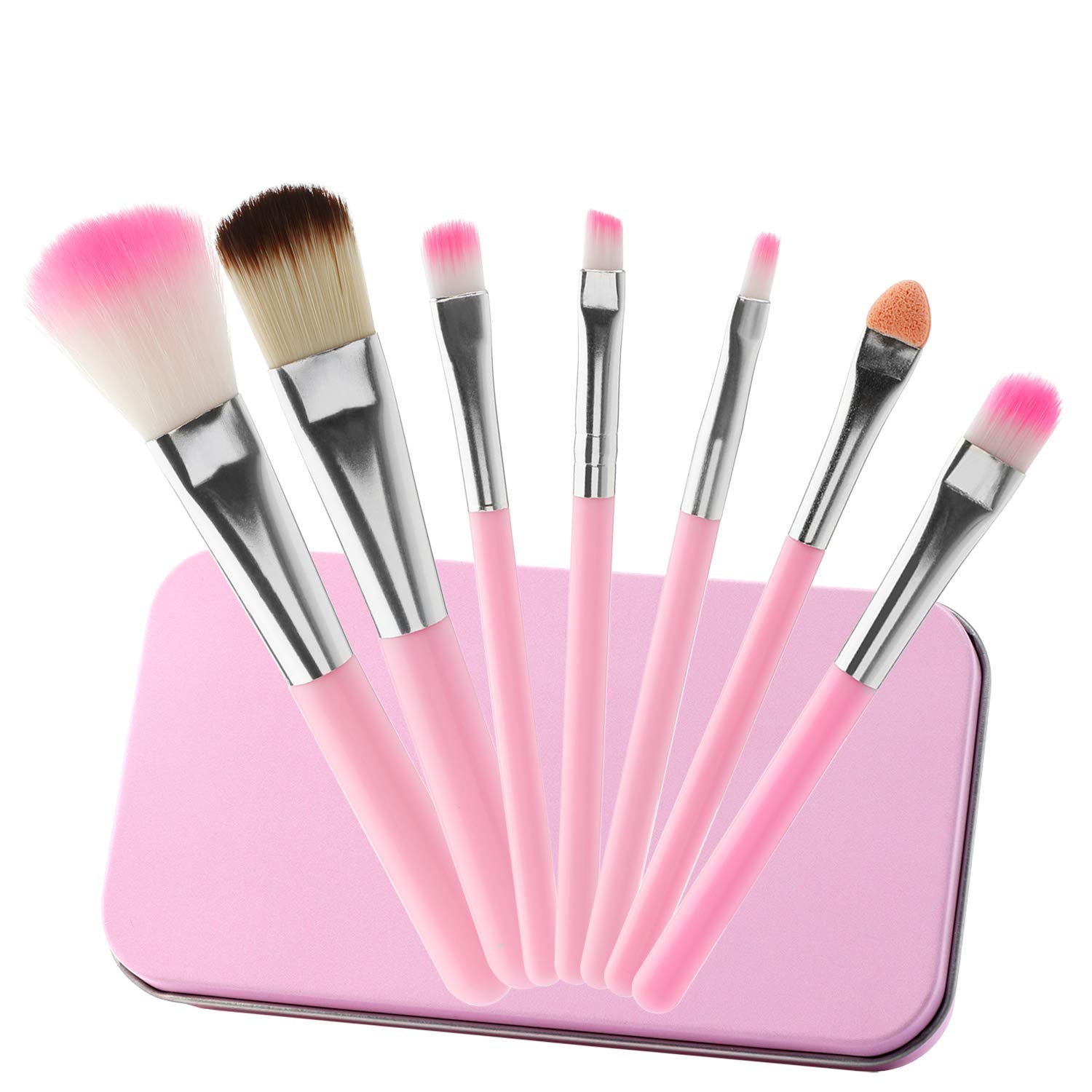 MWOOT 7Pcs Girl Makeup Brushes,Synthetic Fiber Make up Brush Set Foundation Blush eyeshadow Eyebrow Lip Brush Blending Cosmetic Beauty Brushes
