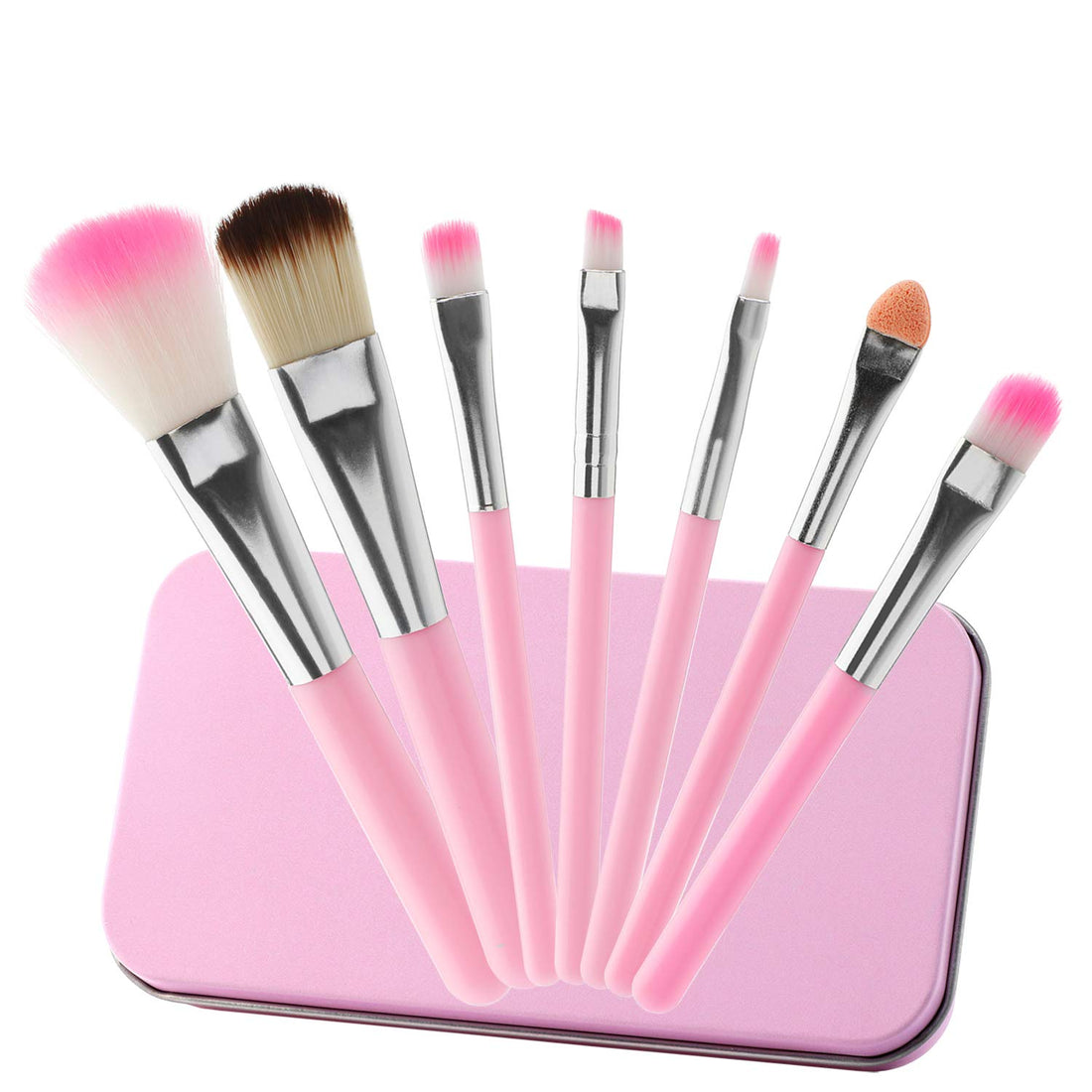 MWOOT 7Pcs Girl Makeup Brushes,Synthetic Fiber Make up Brush Set Foundation Blush eyeshadow Eyebrow Lip Brush Blending Cosmetic Beauty Brushes