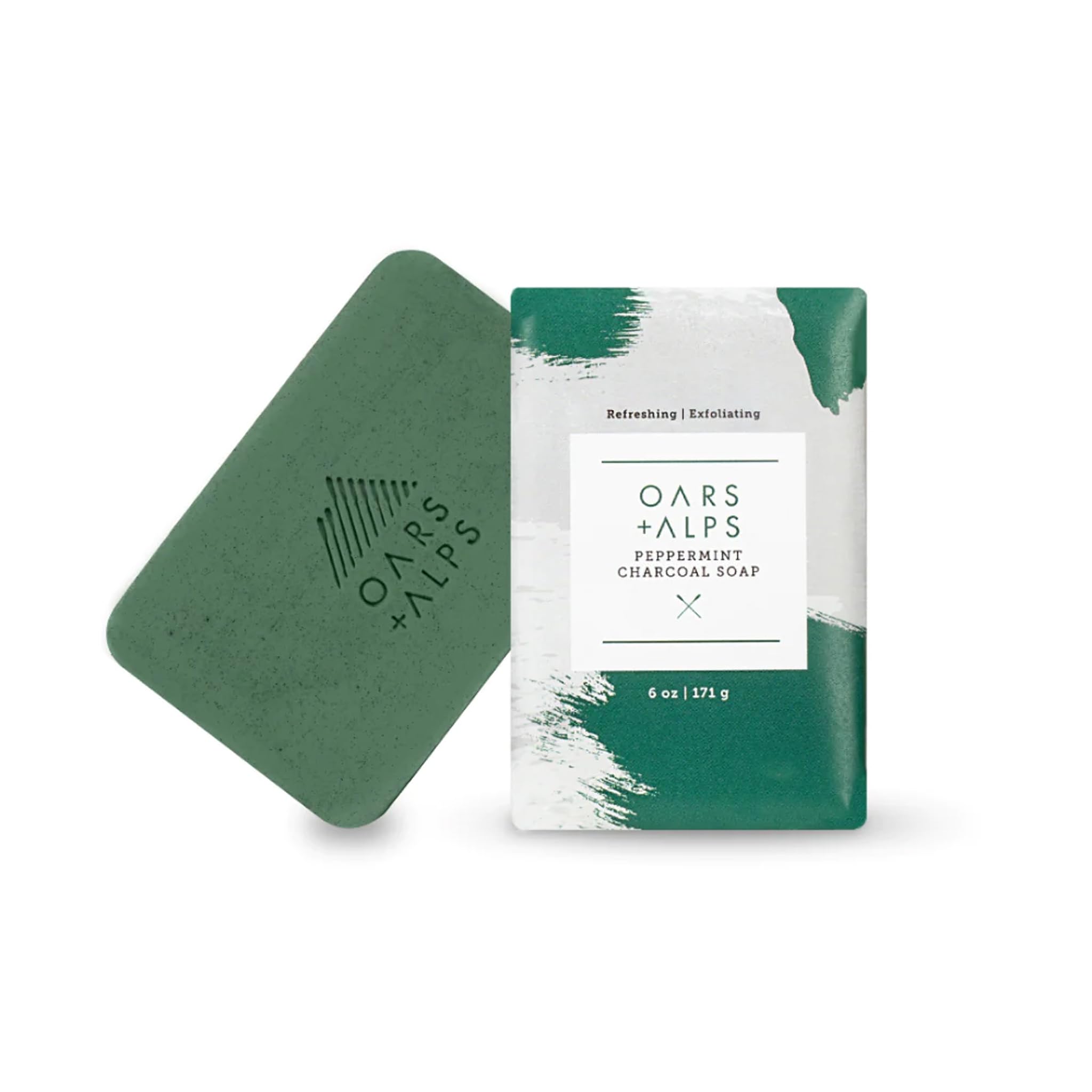 Oars + Alps Peppermint Charcoal Bar Soap, Natural Skin Care, Hydrates with Shea Butter, Vegan and Gluten Free