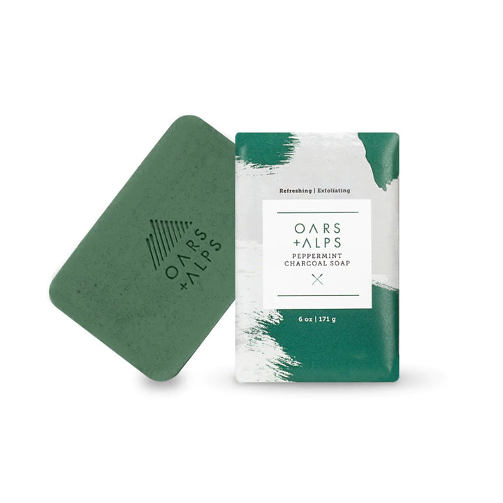 Oars + Alps Peppermint Charcoal Bar Soap, Natural Skin Care, Hydrates with Shea Butter, Vegan and Gluten Free
