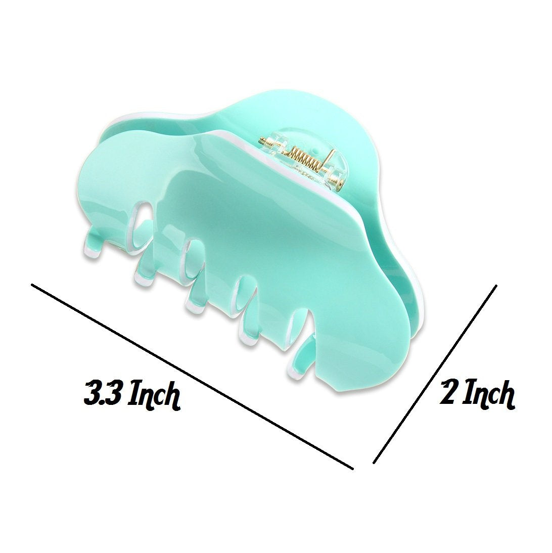 Green: Liasun 3.3 Jelly Color Hair Claw Clip-Acrylic Strong Holding Power Hair Clips Hairgrip For Women And Girls Hair Barrettes For Medium Or Long Hair (Green)