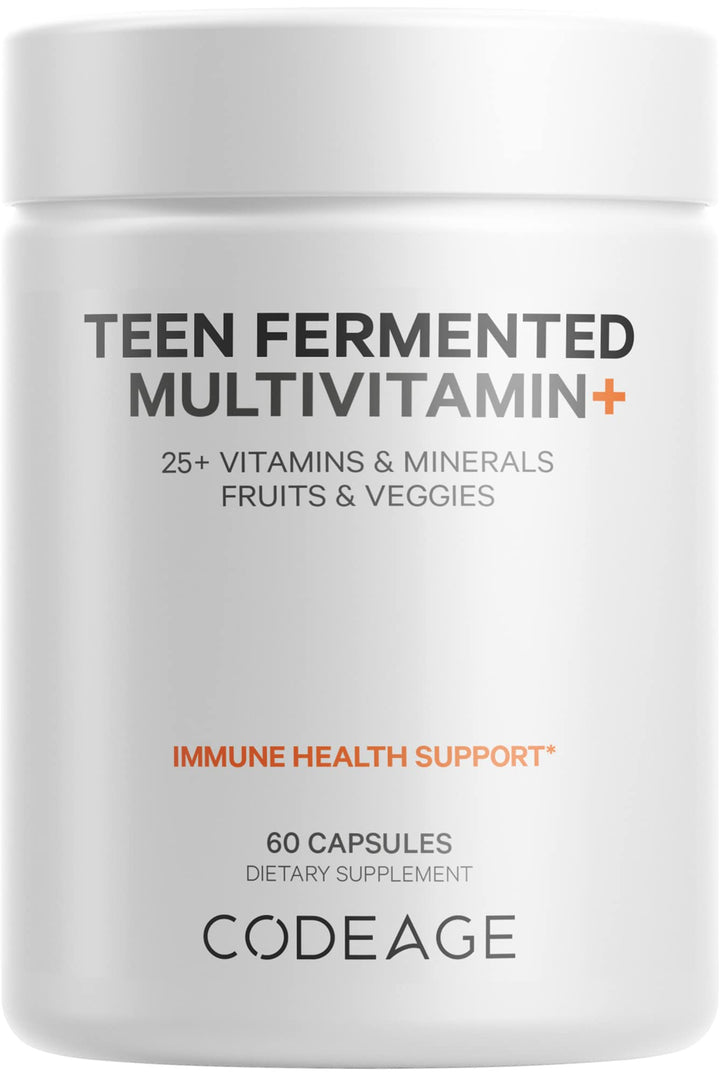Codeage Teen’s Daily Multivitamin Supplement, 25+ Vitamins & Minerals for Teenage Boys & Girls, Organic Whole Foods Vitamins for Teenagers, Vitamin A, B, C, D, E, K, Omega-3, 60 Ct