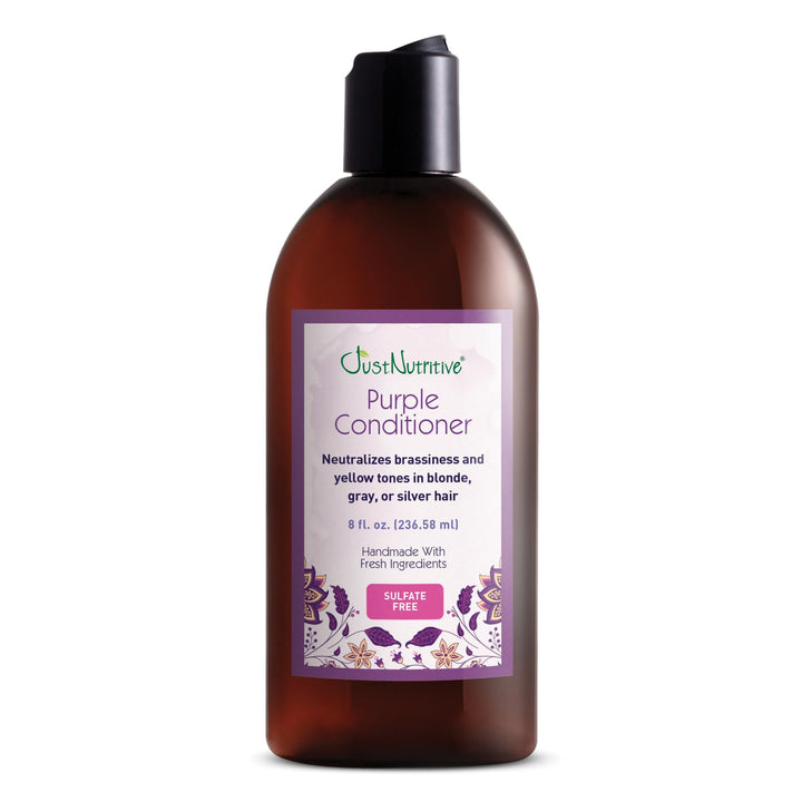 Just Nutritive Purple Conditioner for Blonde, Gray, White, Silver, and Bleached Hair - Eliminate Brassiness, Boost Shine, Repairs, Hydrates, Sulfate-Free, Paraben-Free, Gentle on Scalp, 8 oz.