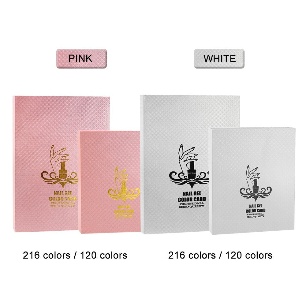 216 Colors Nail Display Book,Anself s Nail Gel Polish Display Chart with 240 Tips Practice Design Card Nail Art Salon Set White