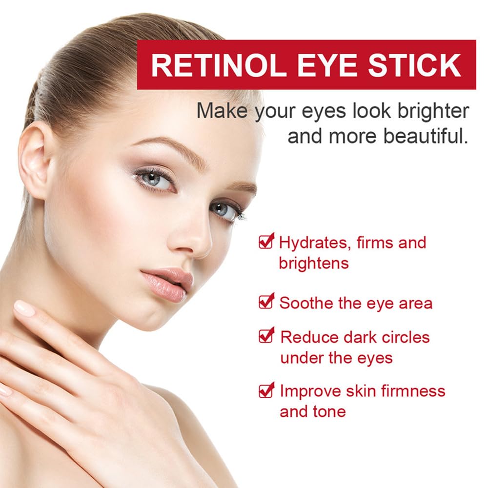 Retinol Eye Stick, Retinol Eye Cream With Collagen,Hyaluronic Acid For Dark Circle, Wrinkles, Under Eye Cream Anti Aging, Retinol Eye Balm Reduces Puffiness Fine Lines, Visible Results in 3-4 Weeks