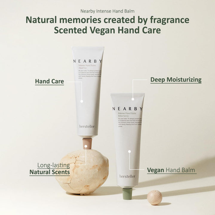 Hersteller Nearby Intense Hand Balm 50ml, 1.7 Fl Oz Deep Moisturizing Hydrating Non Sticky Vegan Butter Complex Scented Cream Hand Care Before Sunrise Greenery Woody Scent