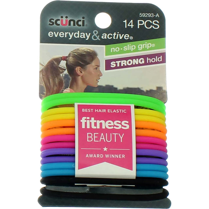 Scunci No-slip Grip Evolution Bright Jelly Ponytailers, 14 Count, Colors May Vary