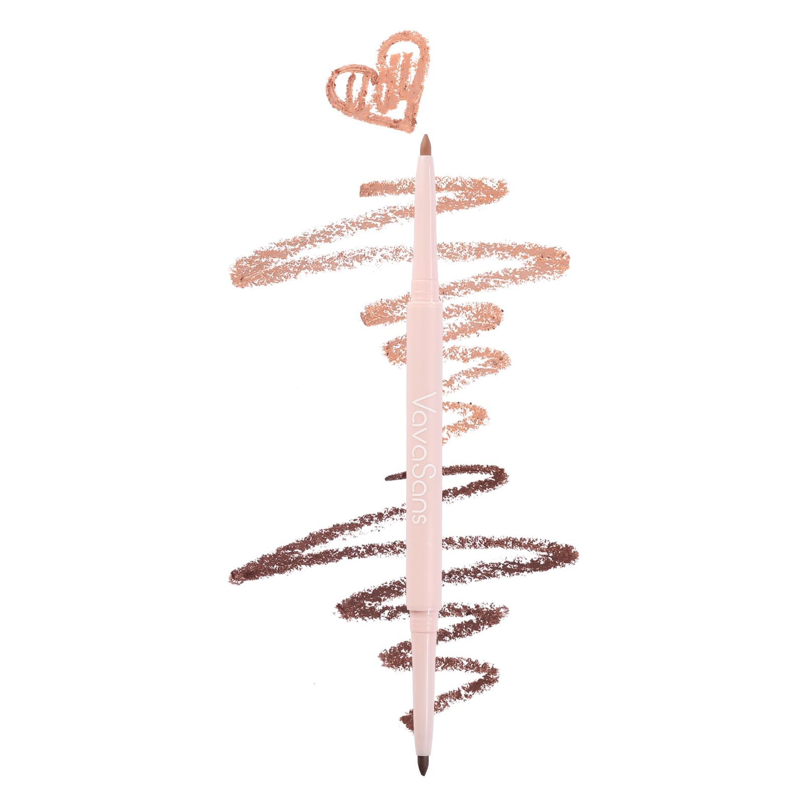 VavaSans Matte Lip Liner Mechanical Pencil Ultra-Blendable Brown and Nude Dual Ended Two Color Retractable Lipliner Pigmented Smooth Creamy Textured Waterproof Smudge Proof Long Lasting Makeup