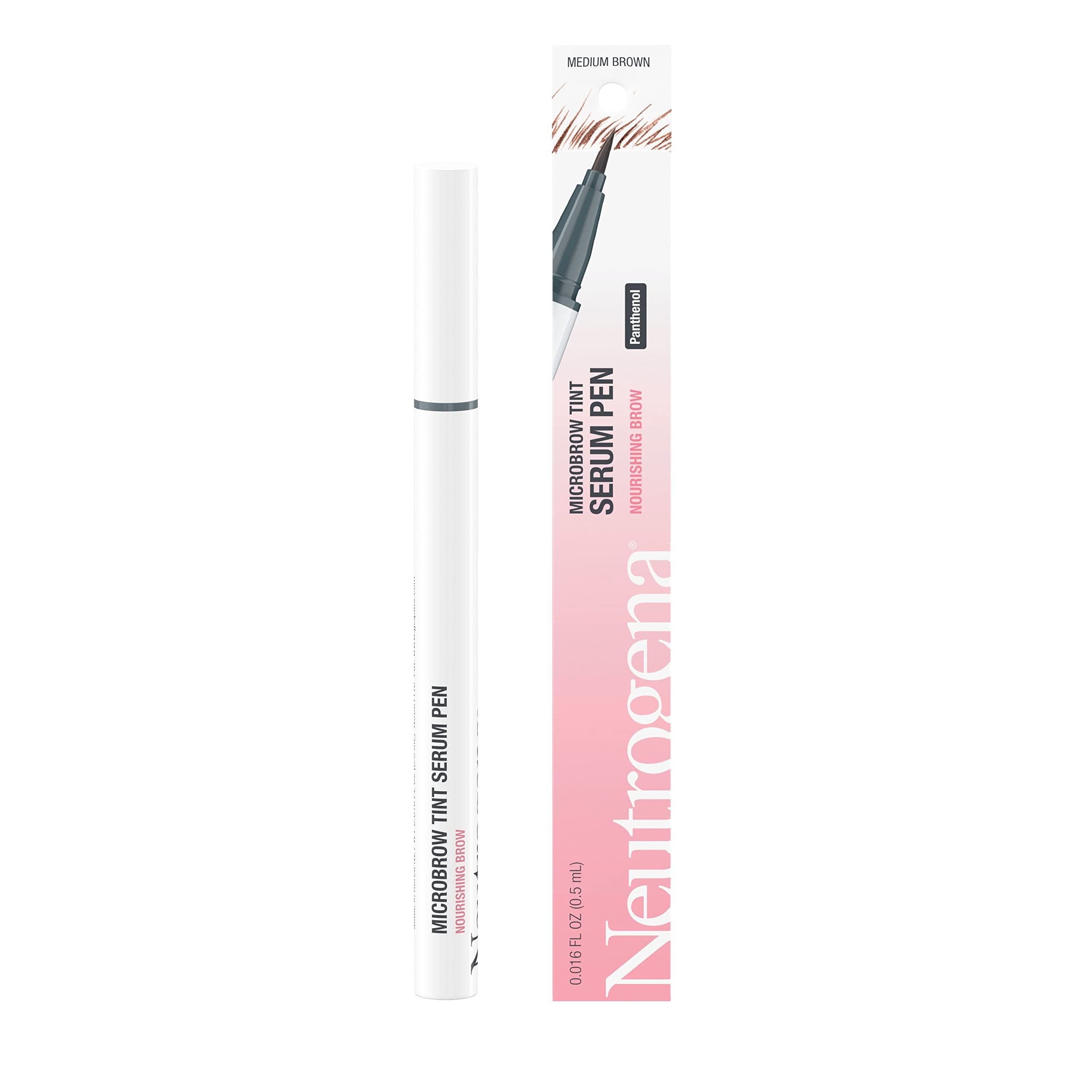 Neutrogena Microbrow Tint Serum Pen, Precision Tipped Tinted Eyebrow Pen with Panthenol to Nourish & Condition Brows, Helps Create Fuller, Natural-Looking Brows, Medium Brown, 0.016 Fl. Oz