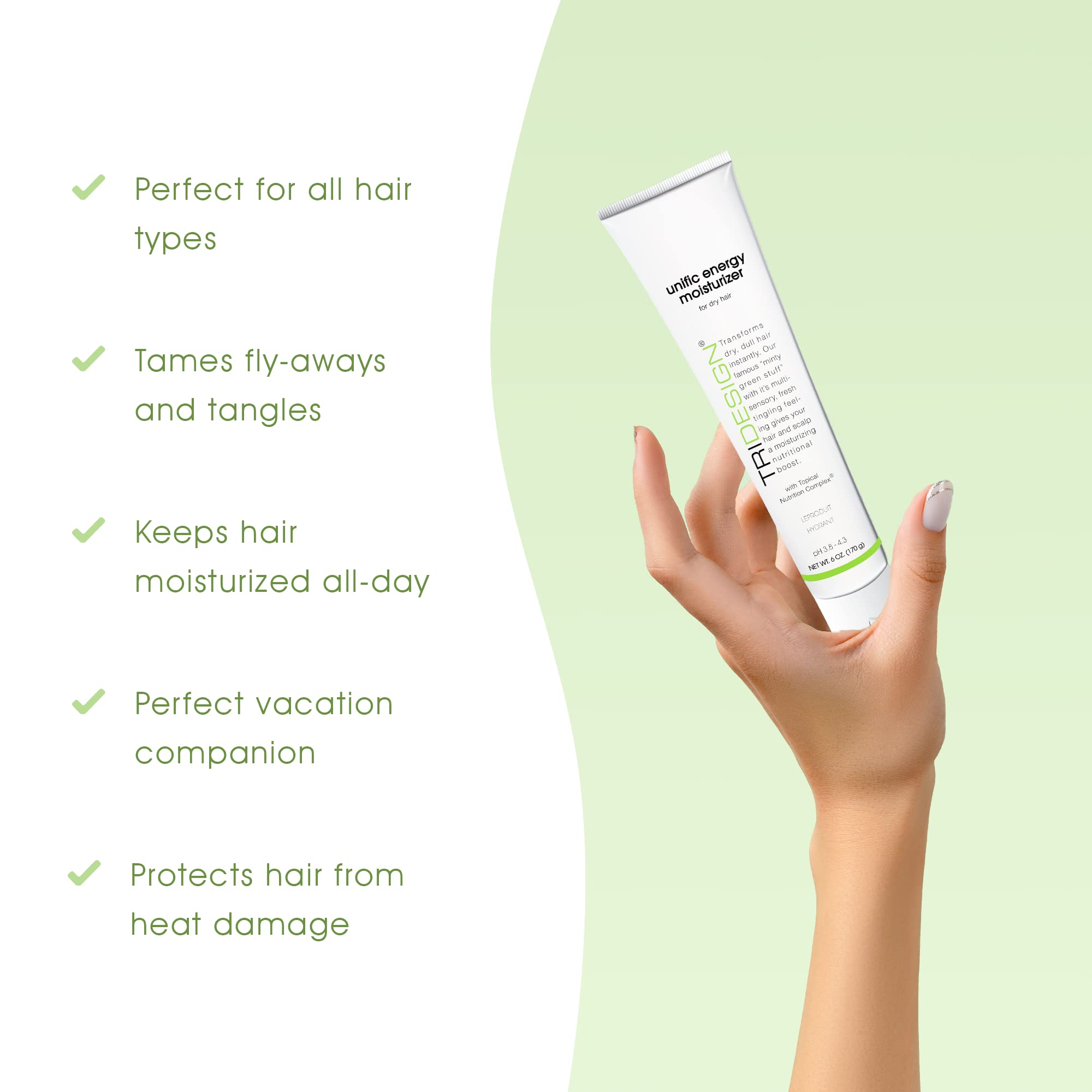 TRI Design Unific Energy Moisturizer Conditioner – Leave In Conditioner for Curly Hair, Anti Frizz Hair Serum & Deep Conditioner for Dry, Damaged Hair – Frizz Control & Hair Care Solution – 6 oz Tube