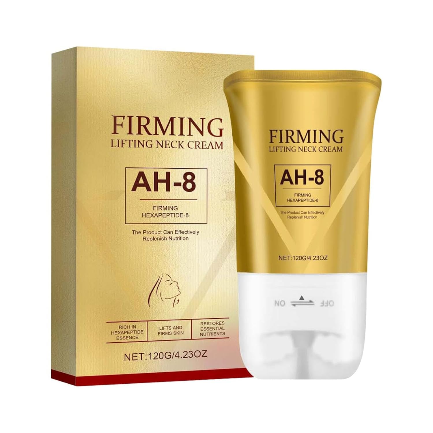 ZJRC AH-8 Firming Neck Cream for Crepey Skin Body Care Comfort Neck Firming Cream with Roller, Anti-Aging Moisturizer for Neck and Chest, Skin Tightening Lotion