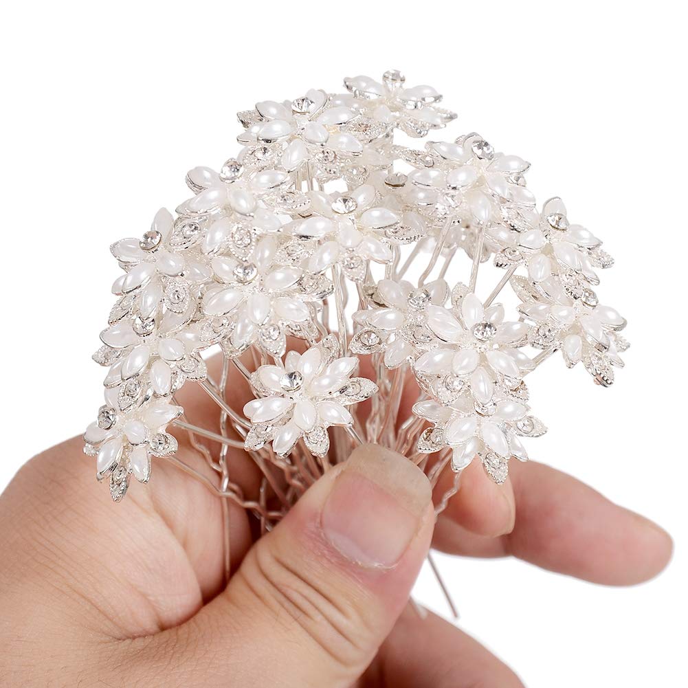 Yantu Womens Flower Bridal Wedding Hair Pin with Crystal (Pack of 20)
