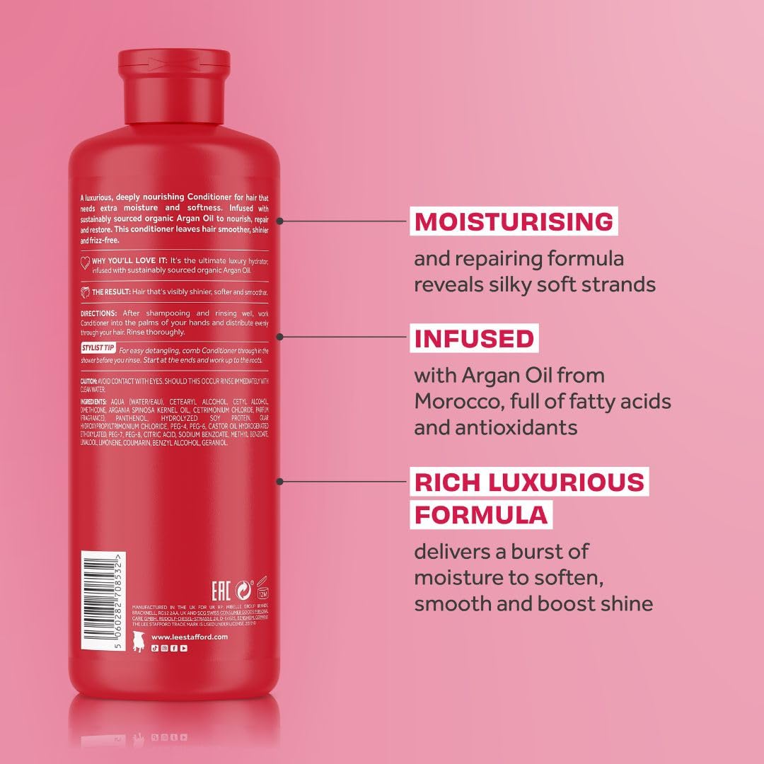 Lee Stafford Argan Oil Nourishing Hair Conditioner, 16.9 Fl Oz For Dry Dull and Naturally Coarse Hairs Hair Tretament Cream Defrizz Hair