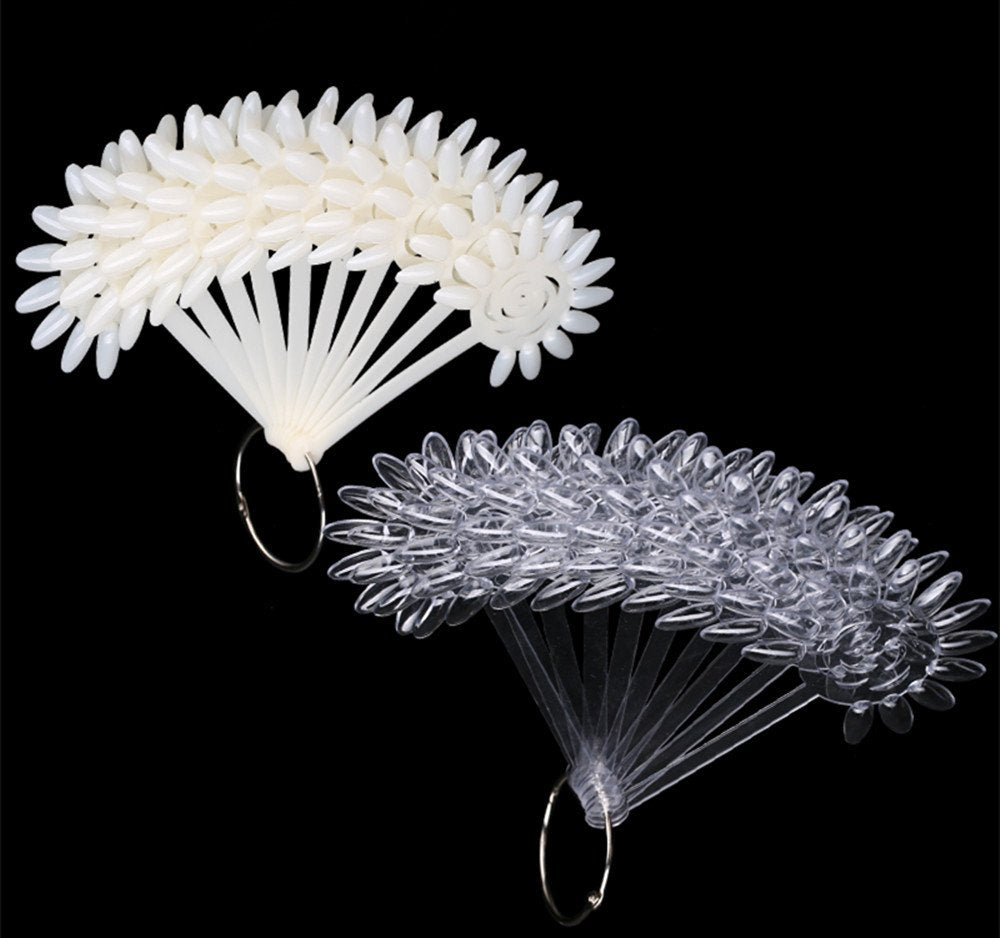 Yueton 2 Sets 240 Tips White and Transparent Nail Art Design Plastic Polish Board Display Practice Sticks Wheel with Metal Split Ring Holder