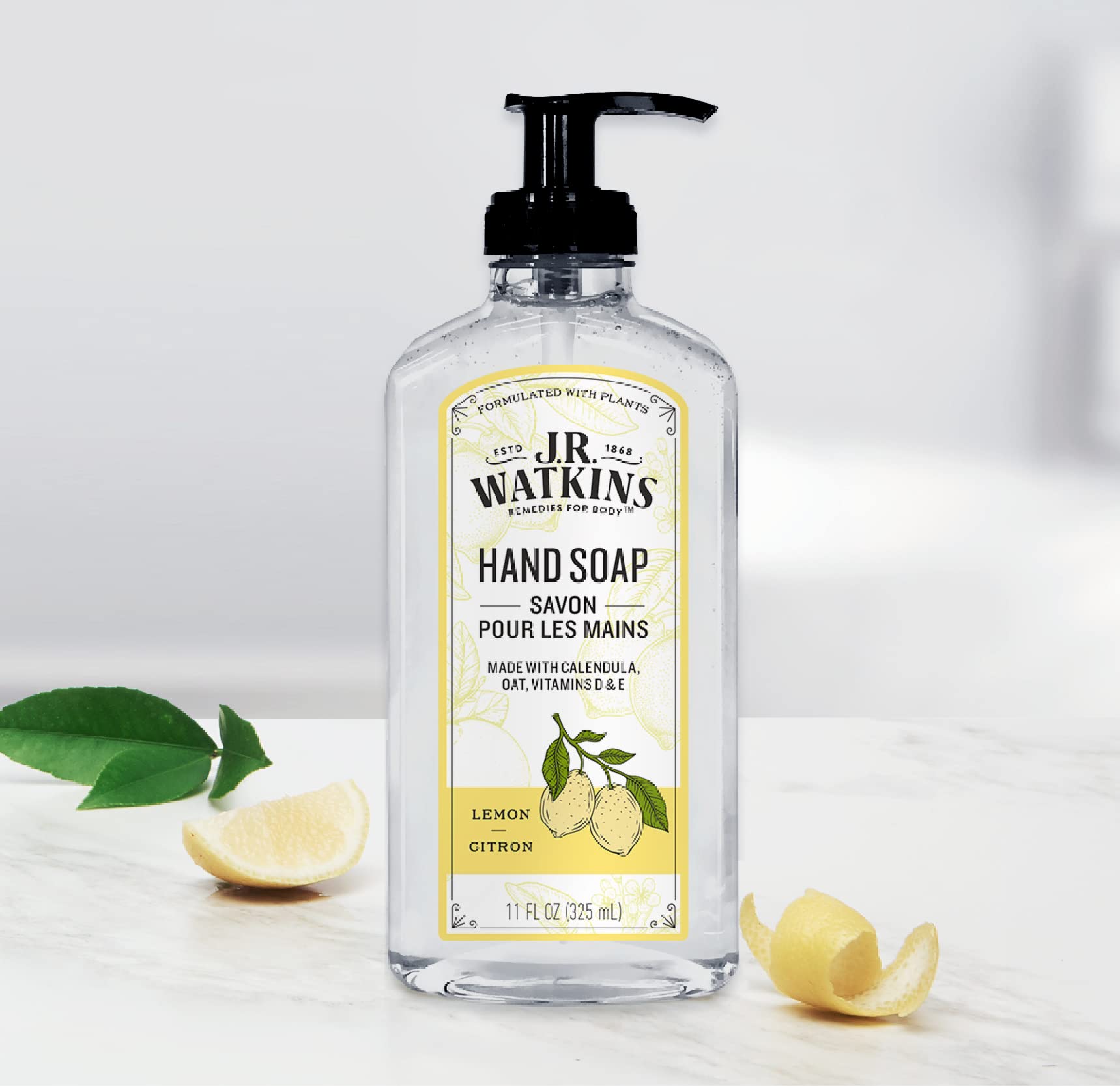 J.R. Watkins Natural Liquid Hand Soap, Lemon, 11 Ounce (3 Count)