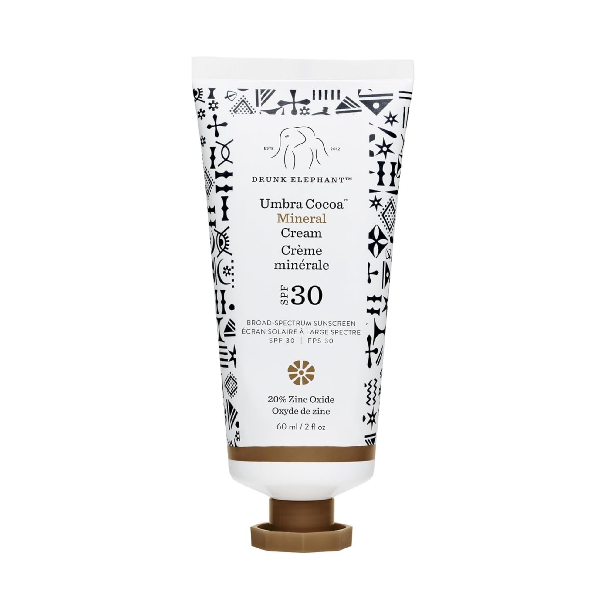 Drunk Elephant Umbra Cocoa Mineral Cream (SPF 30) - 60 ml/2 fl oz - Mineral Sunscreen - Clean Clinical Skincare - Cruelty-Free - Dermatologist-Tested - Free of Essential Oils, Silicones, and Fragrance