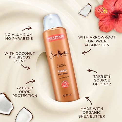 SheaMoisture Whole Body Deodorant Spray Fresh 72h Odor Control Aluminum Free 4 oz