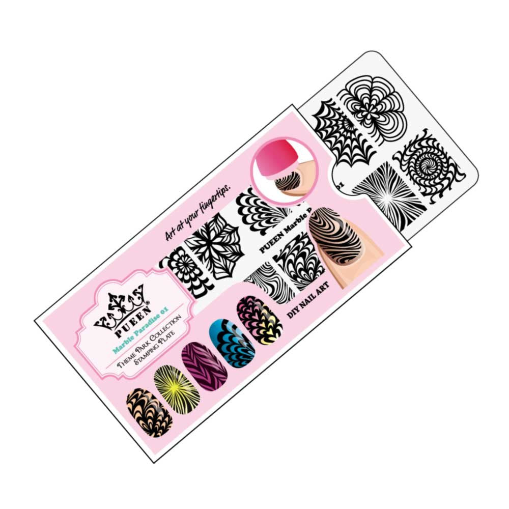 PUEEN Nail Art Stamping THEME PARK GIFT SET 01-4 Theme Park Plates - 125x65mm Unique Nailart Polish Stamping Manicure Image Plate Accessories Kit -BH000859