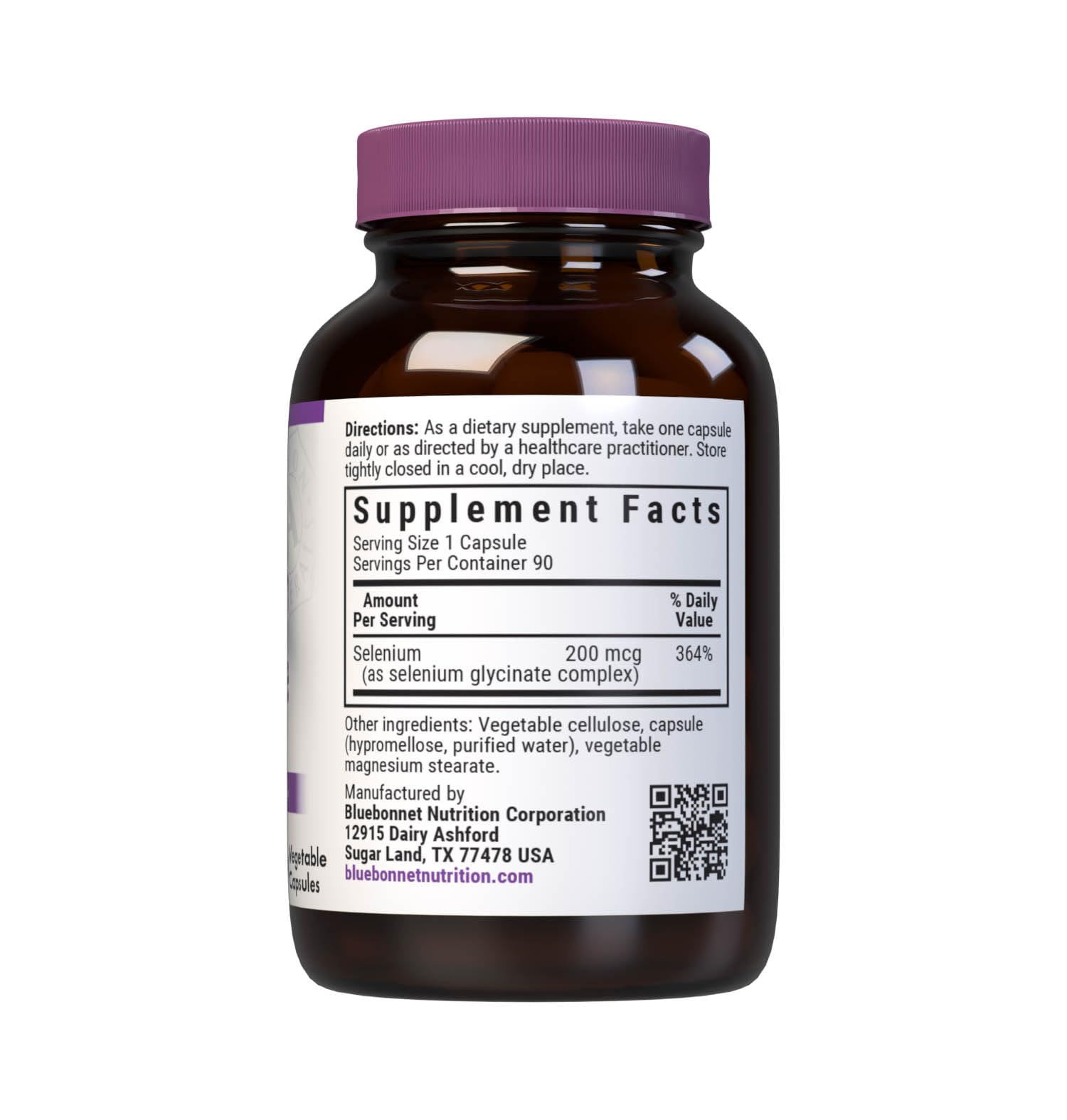 Bluebonnet Nutrition Albion Selenium Glycinate, Immune Health*, Thyroid Health*, Soy-Free, Gluten-Free, Non-GMO, Kosher Certified, Dairy-Free, Vegan, 90 Vegetable Capsules, 90 Servings