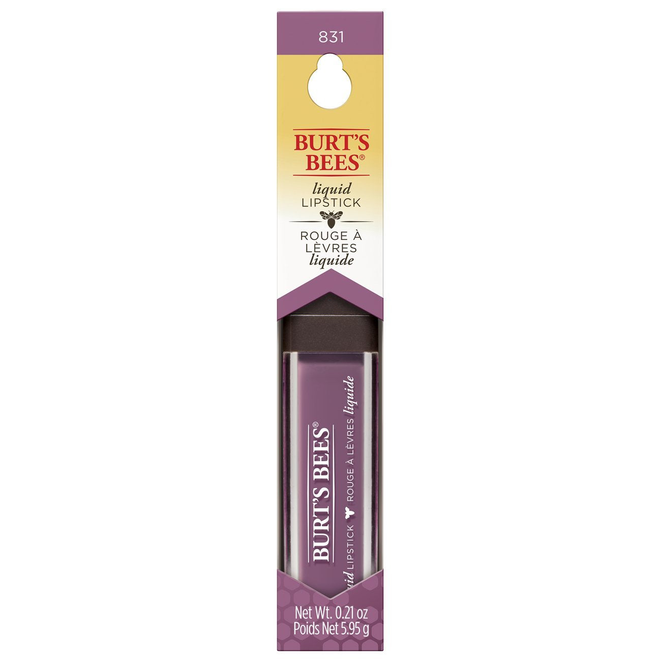 Burt's Bees 100% Natural Glossy Liquid Lipstick, Lavender Lake, 1 Tube