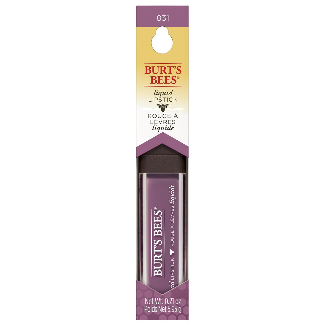 Burt's Bees 100% Natural Glossy Liquid Lipstick, Lavender Lake, 1 Tube