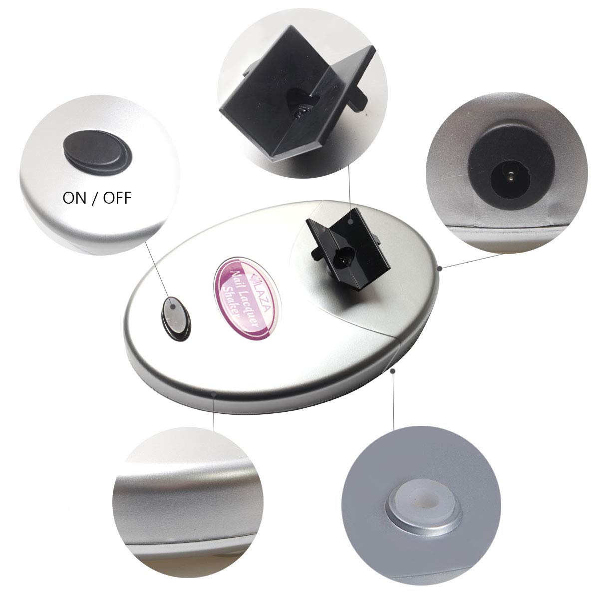 Laza Nail Lacquer Shaker Nails Gel Polish Varnish Adjustable Bottle Shaking Machine Shake Evenly Tools for Nails Art - Sliver