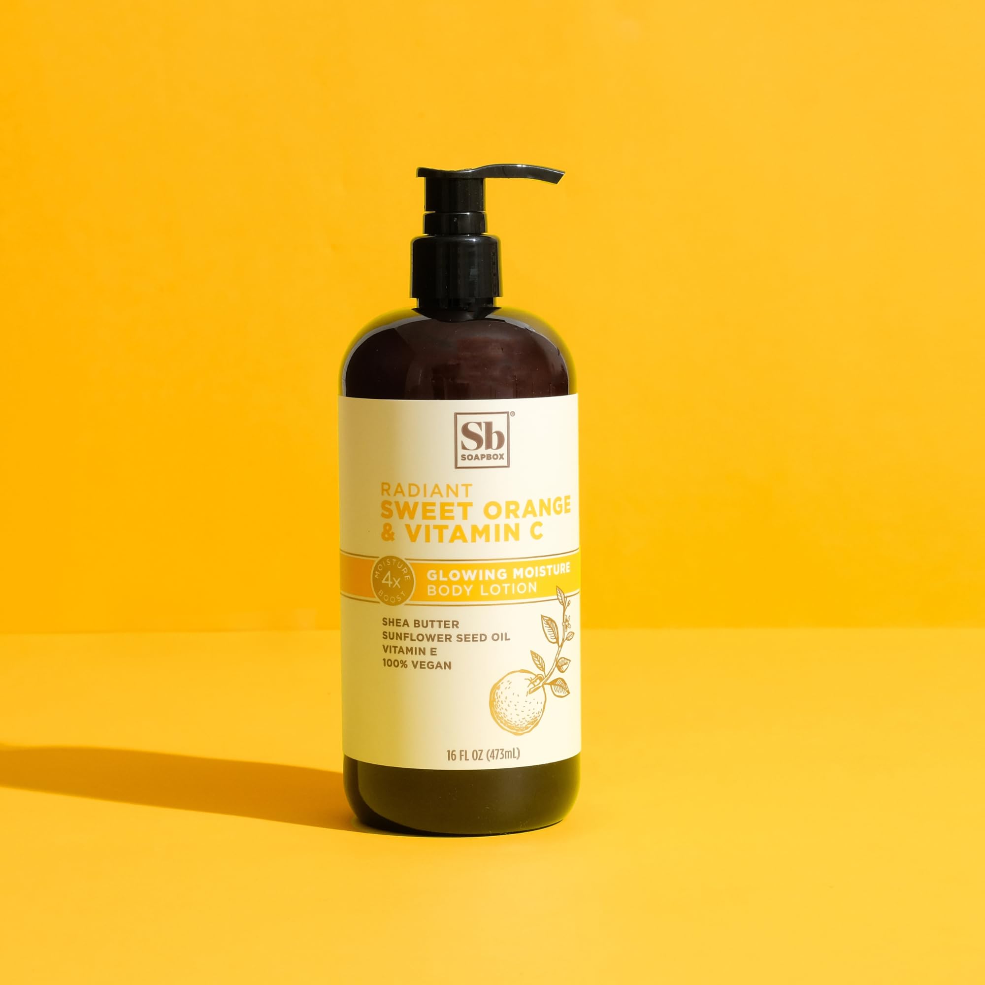 Soapbox Moisturizing Body Lotion, Sweet Orange & Vitamin C with Sunflower Oil and Shea Butter, Pack of 3 Hand Lotion Bottles, Vegan Skin Care Products, Moisturizer for Dry Skin, 3 Pack, 16oz each