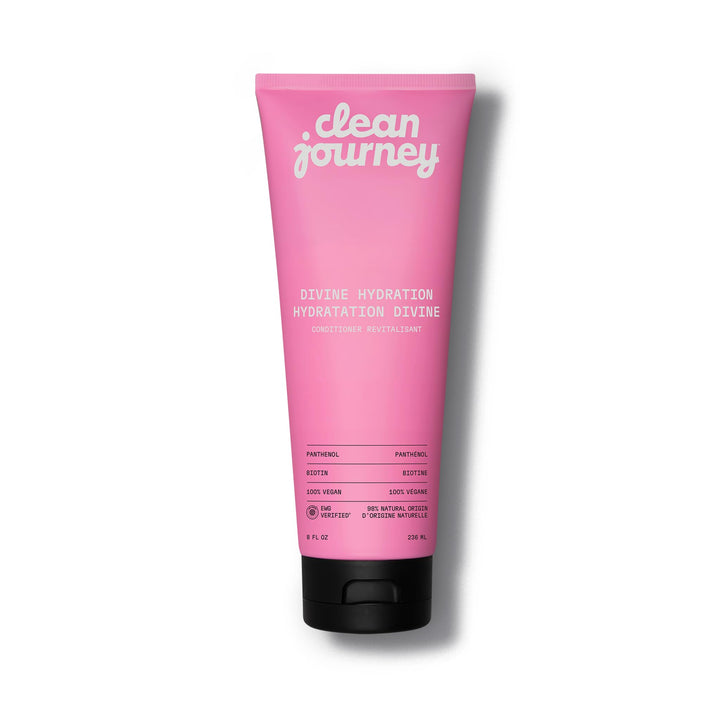 cleanjourney Divine Hydration Hair Conditioner, EWG Verified, Infused with Panthenol and Biotin, For Dry, Brittle Hair, Clean Ingredients, Vegan, Tropical Scent, 8 Fl Oz