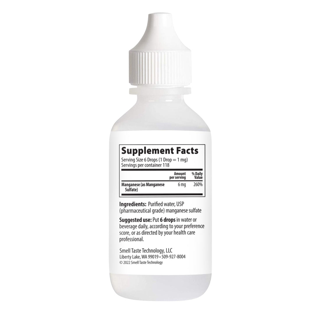 Taste N' Score Manganese Liquid Ionic Mineral Supplement; 100% Pure; 6 mg; 118 Servings