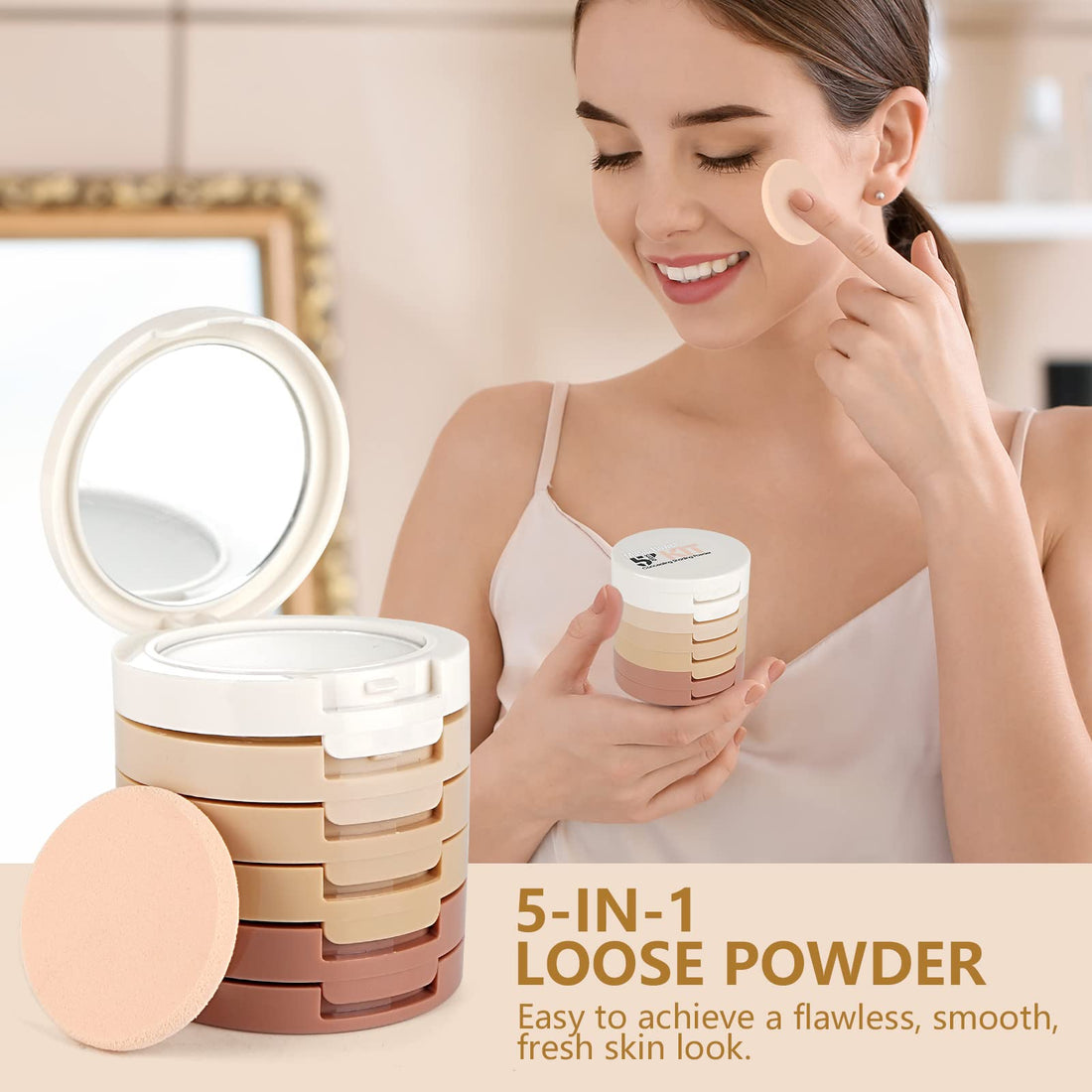 #1 : FantasyDay® Professional 5 Colours Multi-layer Face Press Powder Makeup Palette Contouring Kit - Ideal for Professional and Daily Use