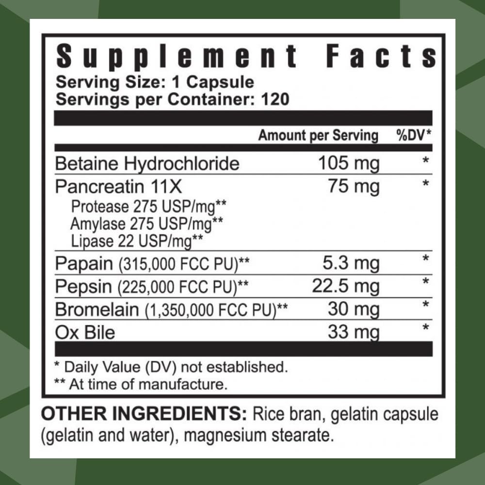 Youngevity Ultimate Enzymes® - Multi Enzymes for Digestion, Gas & Bloating Relief - Betaine HCl, Ox Bile, Pancreatine 10X, Papain 6M, Pepsin 1:3000 (120 Capsules)