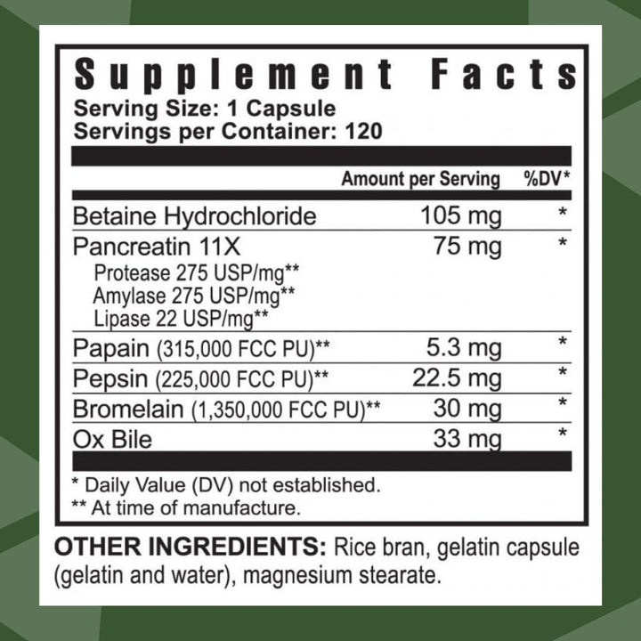 Youngevity Ultimate Enzymes® - Multi Enzymes for Digestion, Gas & Bloating Relief - Betaine HCl, Ox Bile, Pancreatine 10X, Papain 6M, Pepsin 1:3000 (120 Capsules)