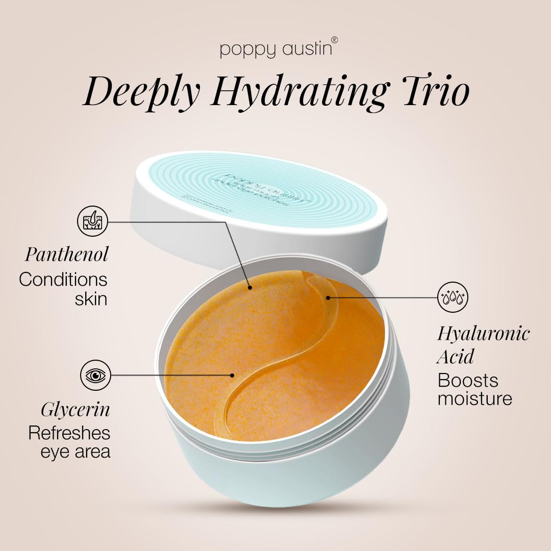 poppy austin Snail Mucin Eye Patches - Gold Under Eye Patches for Dark Circles, Puffy Eyes and Dark Circles - Hydrogel Eye Patch - Eye Masks for Dark Circles and Puffiness