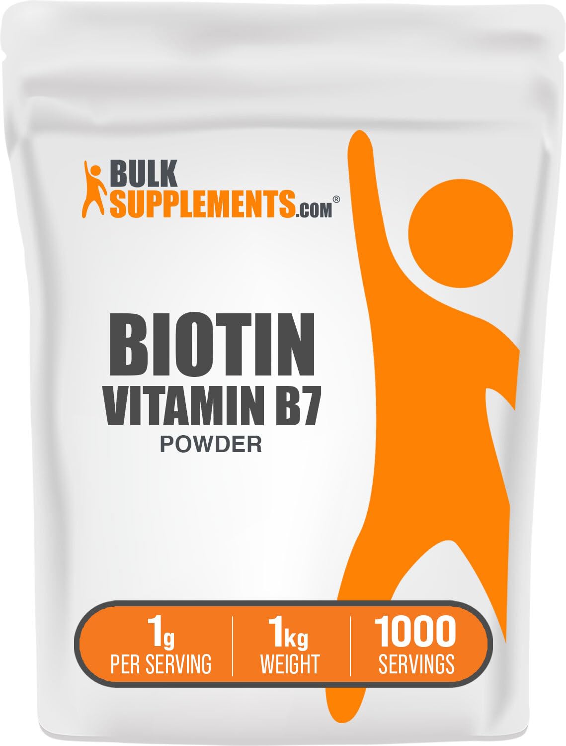 BulkSupplements.com Biotin 10000mcg Powder - Biotin Powder, Biotin Vitamins for Hair, Skin and Nails - as Vitamin B7, Gluten Free, 1000mg per Serving (10mg Biotin), 1kg (2.2 lbs) (Pack of 1)